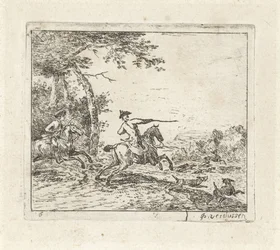 Hirschjagd mit zwei Reitern